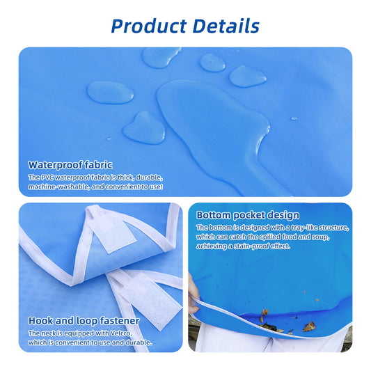 Reusable waterproof adult bibs with crumb catcher washable clothing protectors for adult