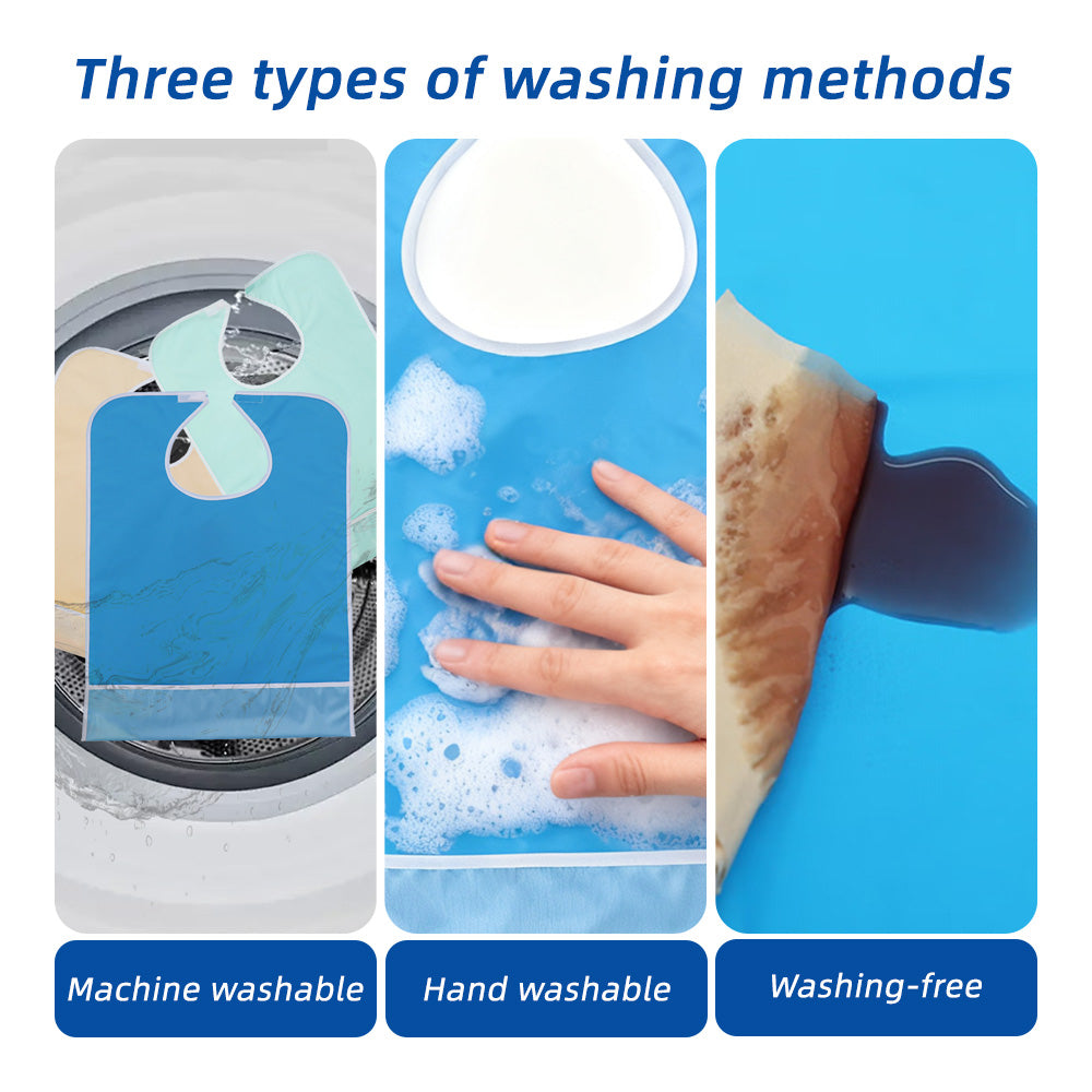 Reusable waterproof adult bibs with crumb catcher washable clothing protectors for adult