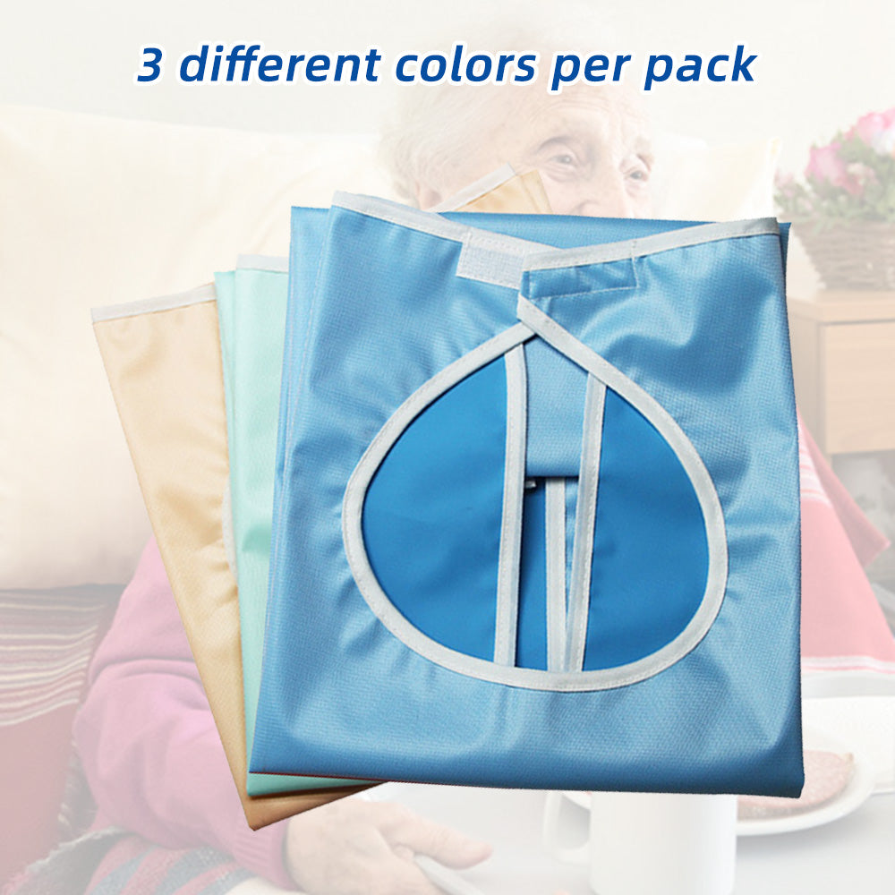 Reusable waterproof adult bibs with crumb catcher washable clothing protectors for adult