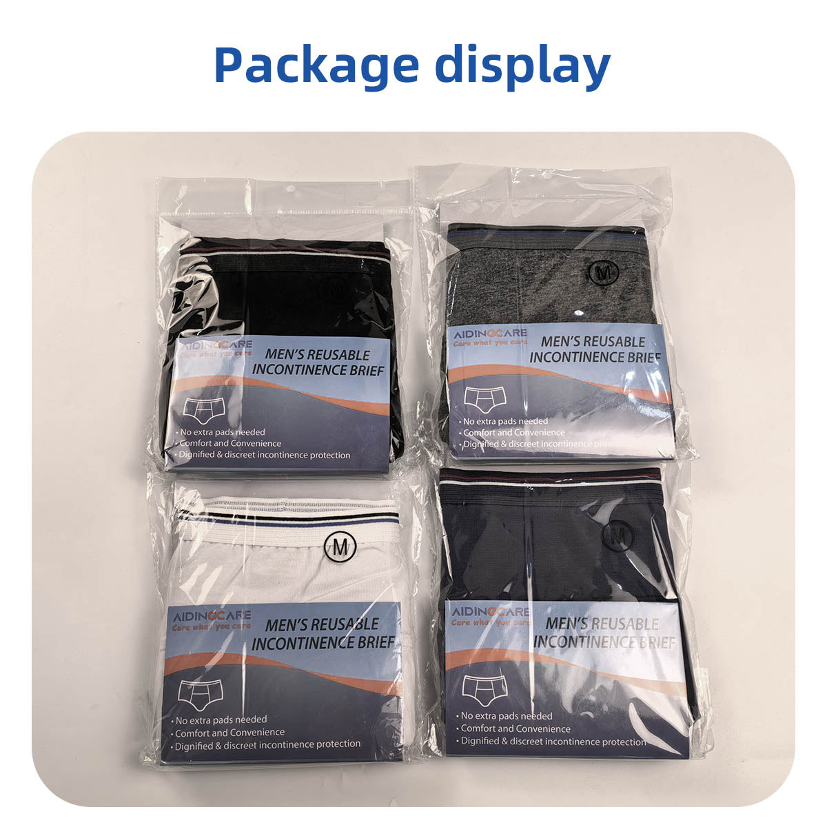 Washable Men Incontinence Underwear, Regular Absorbency Boxer Briefs, Elderly Care Adult Diapers, Anti-side leakage Protective Briefs